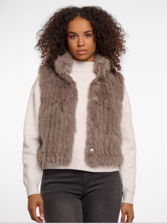 Dava Faux Fur Gilet - Taupe (Rino & Pelle)